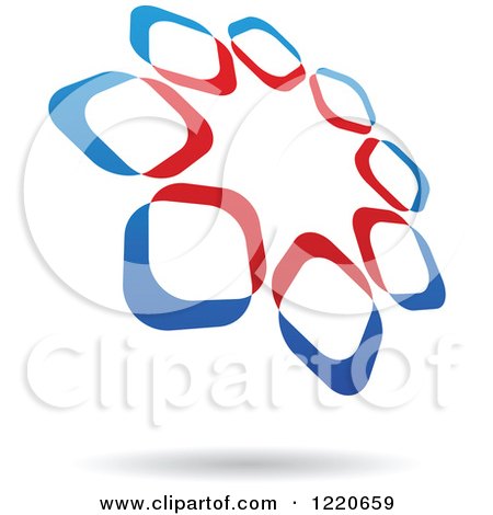 Clipart of a Floating Red and Blue Windmill Icon 2 - Royalty Free Vector Illustration by cidepix