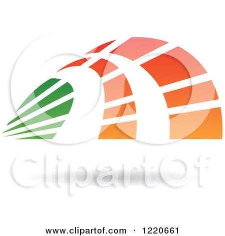 Clipart of a Floating Abstract Green and Orange Icon 3 - Royalty Free Vector Illustration by cidepix