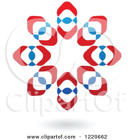 Clipart of a Floating Red and Blue Windmill Icon - Royalty Free Vector Illustration by cidepix