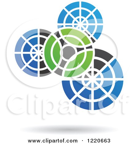 Clipart of a Floating Green Black and Blue Gears Icon - Royalty Free Vector Illustration by cidepix