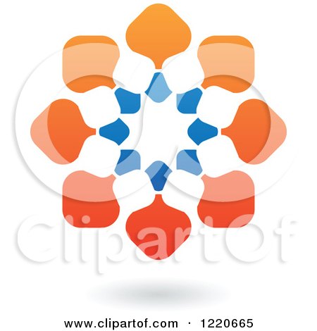 Clipart of a Floating Blue and Orange Circle Icon 4 - Royalty Free Vector Illustration by cidepix