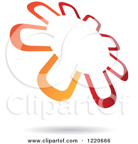 Clipart of a Red and Orange Windmill or Flower Icon - Royalty Free Vector Illustration by cidepix