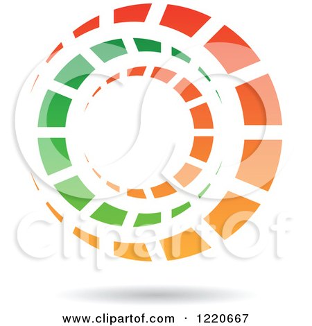 Clipart of a Floating Green and Orange Tunnel Icon - Royalty Free Vector Illustration by cidepix