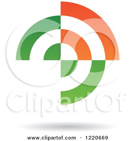 Clipart of a Floating Abstract Green and Orange Icon - Royalty Free Vector Illustration by cidepix