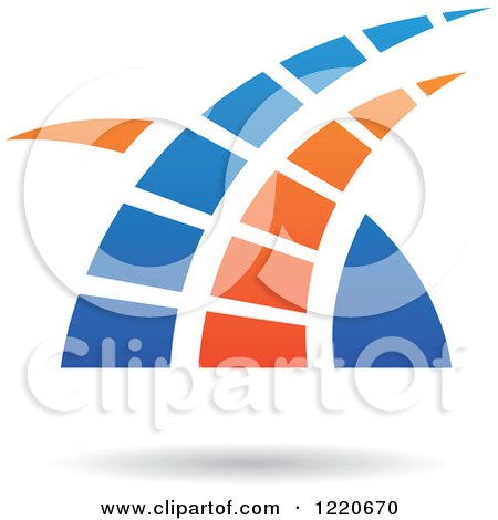 Clipart of a Floating Blue and Orange Abstract Icon - Royalty Free Vector Illustration by cidepix