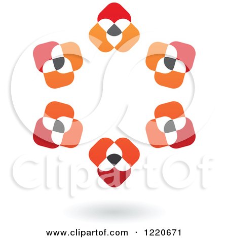 Clipart of a Floating Abstract Red Black and Orange Circle Icon - Royalty Free Vector Illustration by cidepix