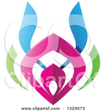 Clipart of a Colorful Abstract Tribal Shield Icon 5 - Royalty Free Vector Illustration by cidepix