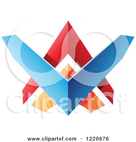 Clipart of a Colorful Abstract Tribal Shield Icon 3 - Royalty Free Vector Illustration by cidepix