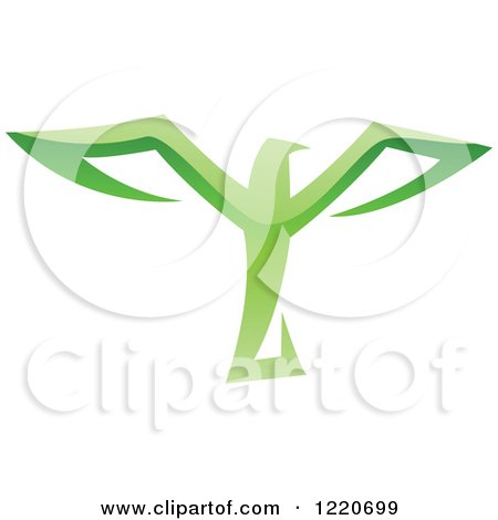 Clipart of a Green Eagle Flying - Royalty Free Vector Illustration by cidepix