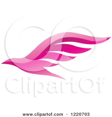 Clipart of a Pink Bird Flying - Royalty Free Vector Illustration by cidepix