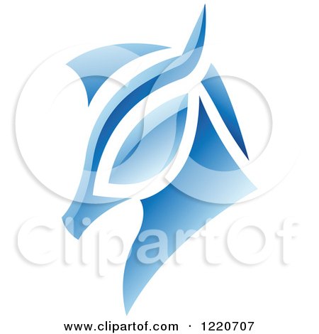 Clipart of a Reflective Blue Horse - Royalty Free Vector Illustration by cidepix