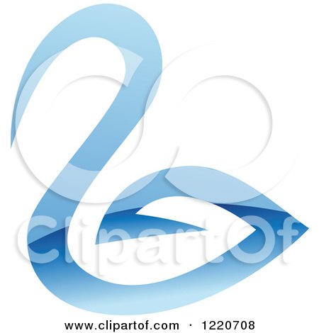 Clipart of a Reflective Blue Swan - Royalty Free Vector Illustration by cidepix