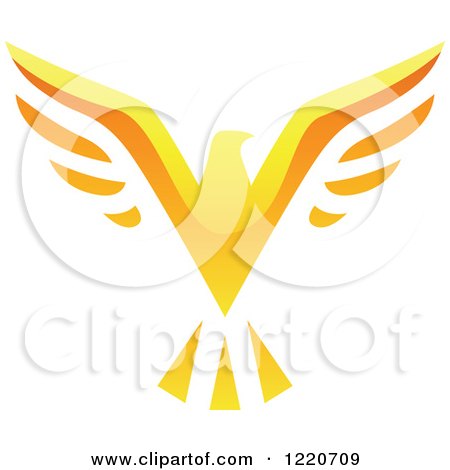 Clipart of a Yellow Eagle Flying - Royalty Free Vector Illustration by cidepix