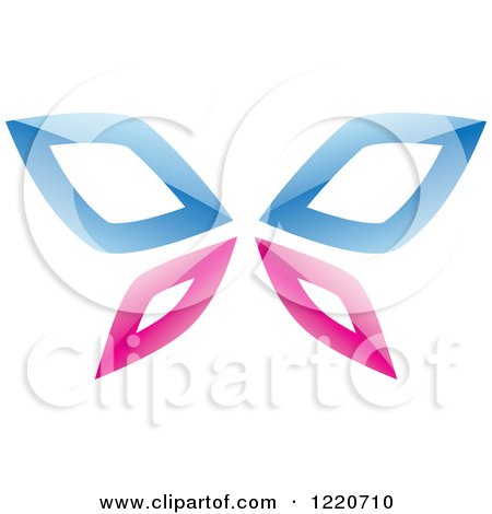 Clipart of a Reflective Pink and Blue Butterfly - Royalty Free Vector Illustration by cidepix