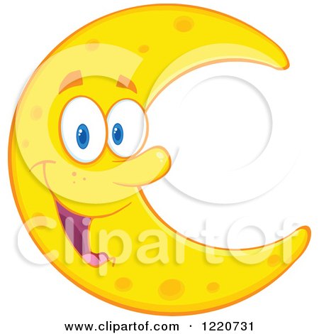 Clipart of a Happy Crescent Moon Mascot - Royalty Free Vector Illustration by Hit Toon