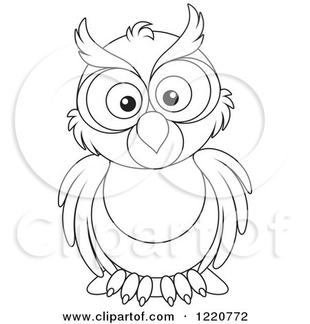 Clipart of an Outlined Owl - Royalty Free Vector Illustration by Alex Bannykh