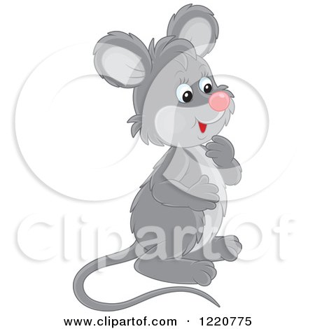 Clipart of a Cute Curious Gray Mouse Facing Right - Royalty Free Vector Illustration by Alex Bannykh