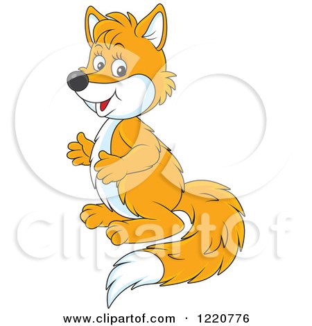 Clipart of a Cute Fox Standing Upright and Facing Left - Royalty Free Vector Illustration by Alex Bannykh
