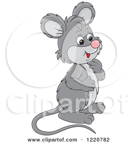 Clipart of a Cute Gray Mouse Facing Right - Royalty Free Vector Illustration by Alex Bannykh