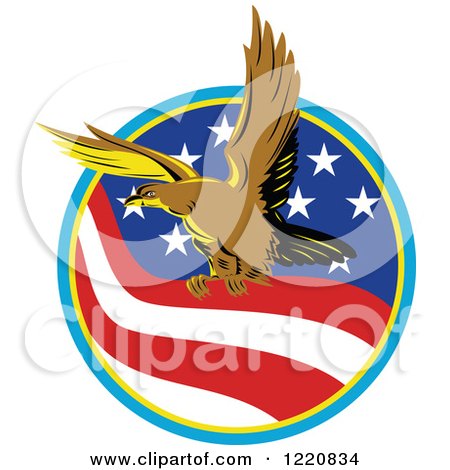 Clipart of an Eagle in a Circle of an American Flag - Royalty Free Vector Illustration by patrimonio