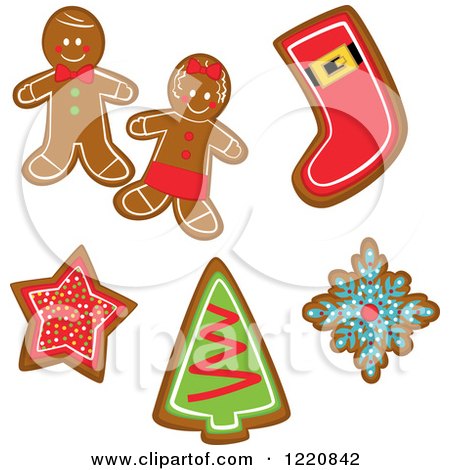 Clipart of Gingerbread Christmas Cookies - Royalty Free Vector Illustration by peachidesigns
