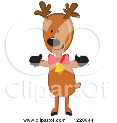 Clipart of a Standing Christmas Reindeer Wearing Mittens - Royalty Free Vector Illustration by peachidesigns