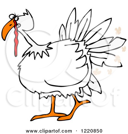 Clipart of a White Turkey Bird Farting - Royalty Free Vector Illustration by djart