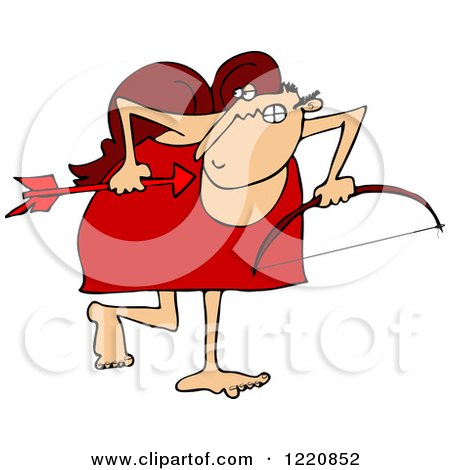 Clipart of a Sneaky Cupid Looking Back over His Shoulder - Royalty Free Vector Illustration by djart