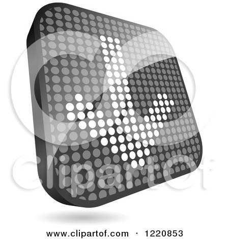 Clipart of a Reflective Grayscale down Arrow Icon Made of Dots - Royalty Free Vector Illustration by Andrei Marincas