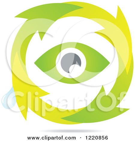Clipart of a Green Eye in a Circle of Arrows with a Water Droplet - Royalty Free Vector Illustration by Andrei Marincas