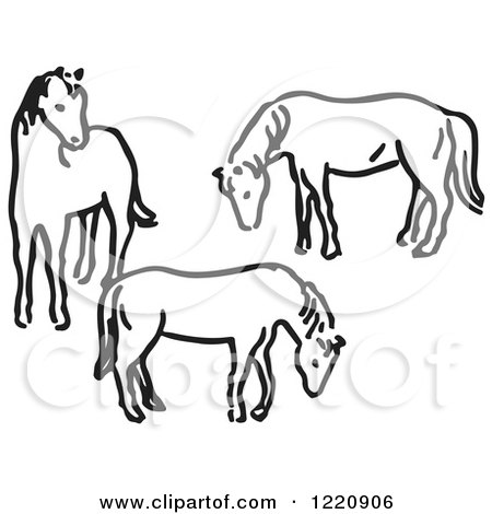 Clipart of Three Horses - Royalty Free Vector Illustration by Picsburg