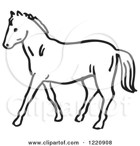 Clipart of a Black and White Horse - Royalty Free Vector Illustration by Picsburg
