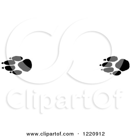 Clipart of Black and White Prairie Wolf Tracks - Royalty Free Vector Illustration by Picsburg