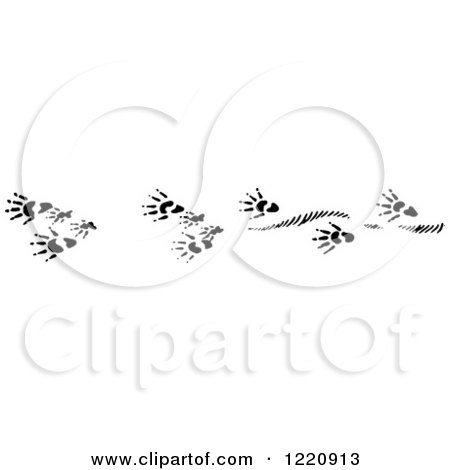 Clipart of Black and White Muskrat Tracks - Royalty Free Vector Illustration by Picsburg