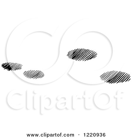 Clipart of Black and White Cottontail Rabbit Tracks in Snow - Royalty Free Vector Illustration by Picsburg