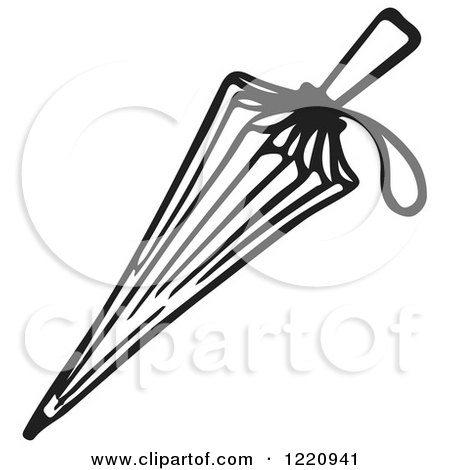 Clipart of a Black and White Closed Umbrella - Royalty Free Vector Illustration by Picsburg