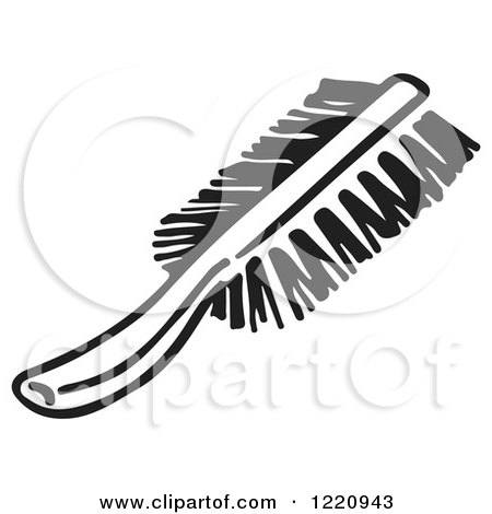 Clipart of a Black and White Scrub Brush - Royalty Free Vector Illustration by Picsburg