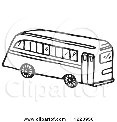 Clipart of a Black and White School Bus - Royalty Free Vector Illustration by Picsburg