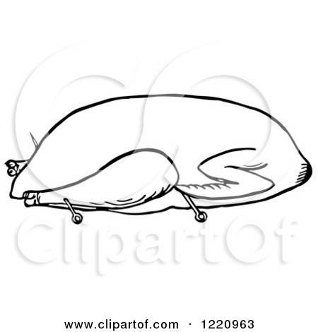 Clipart of a Black and White Goose Trussed for Roasting - Royalty Free Vector Illustration by Picsburg