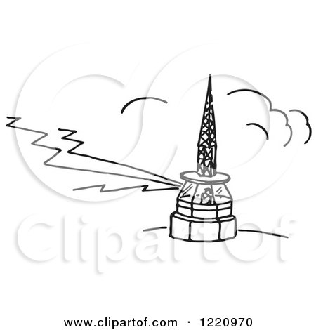 Clipart of a Black and White Worker in an Airport Tower - Royalty Free Vector Illustration by Picsburg