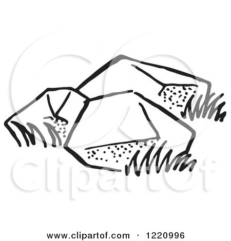 Clipart of Black and White Boulders - Royalty Free Vector Illustration by Picsburg