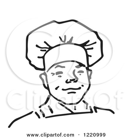 Clipart of a Black and White Proud Male Chef - Royalty Free Vector Illustration by Picsburg