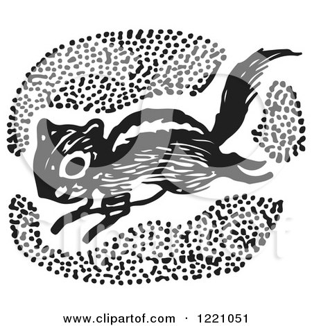Clipart of a Black and White Chipmunk - Royalty Free Vector Illustration by Picsburg