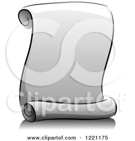 Clipart of a Grayscale Blank Scroll Notice - Royalty Free Vector Illustration by BNP Design Studio