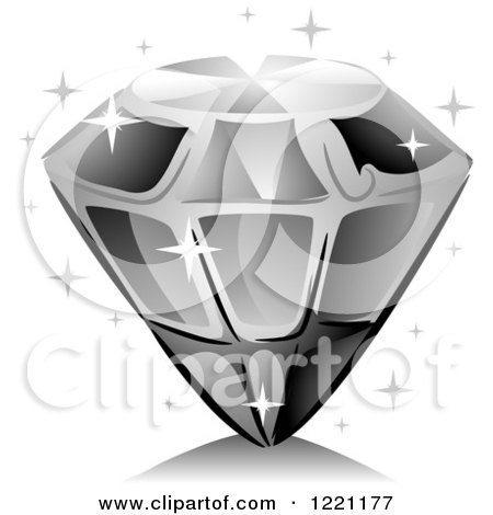 Clipart of a Grayscale Sparly Diamond - Royalty Free Vector Illustration by BNP Design Studio