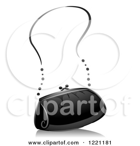 Clipart of a Grayscale Purse - Royalty Free Vector Illustration by BNP Design Studio