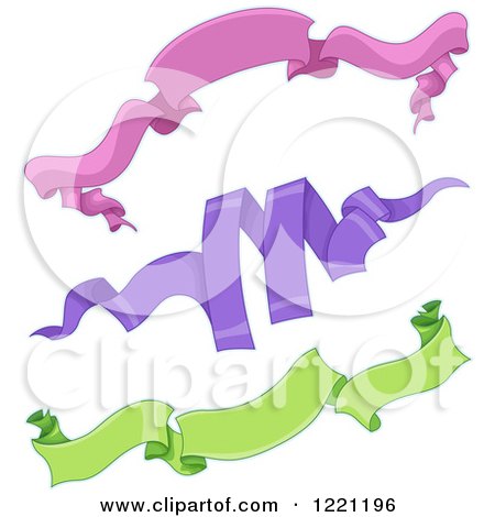 Clipart of Pink Purple and Green Ribbons - Royalty Free Vector Illustration by BNP Design Studio