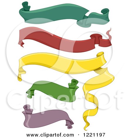 Clipart of Green Red Yellow and Purple Ribbons - Royalty Free Vector Illustration by BNP Design Studio