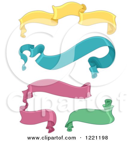 Clipart of Yellow Blue Pink and Green Ribbons - Royalty Free Vector Illustration by BNP Design Studio