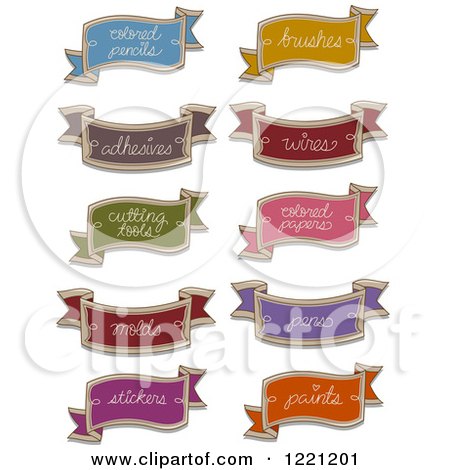 Clipart of Organization Arts and Crafts Ribbon Labels - Royalty Free Vector Illustration by BNP Design Studio